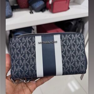 Michael Kors Navy and White Logo Wallet